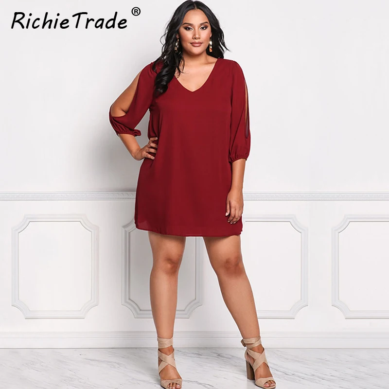 Женское шифоновое платье RICHIETRADE Летнее мини с v образным вырезом и открытыми