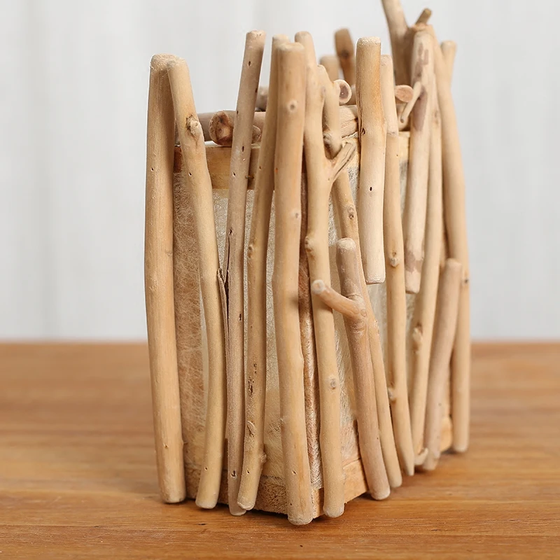 Ретро деревянный подсвечник пасторальный стиль натуральный фонарь ручной