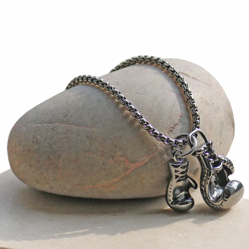 Боксерские перчатки ожерелье с подвеской из нержавеющей стали мужские ювелирные