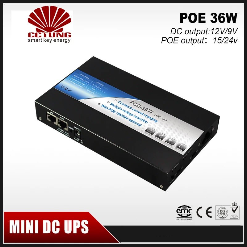 Мини-портативный UPS с 15/24VDC POE(питание по Ethernet) и 9/12VDC интерфейс макс 36 Вт Выход и 8800 мАч литиевая батарея Встроенный