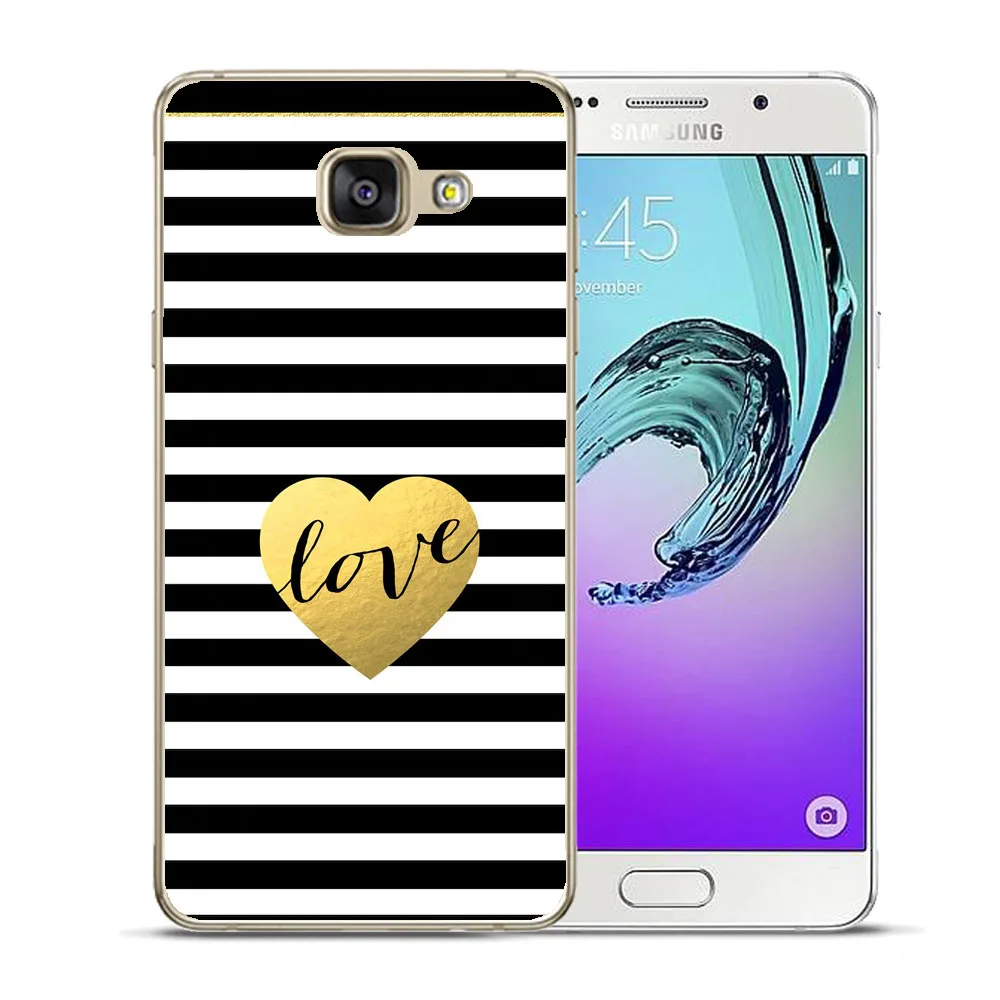 Мягкий силиконовый чехол в полоску с принтом сердца для Samsung Galaxy A3 A5 A7 2015 2016 2017 A520 A8