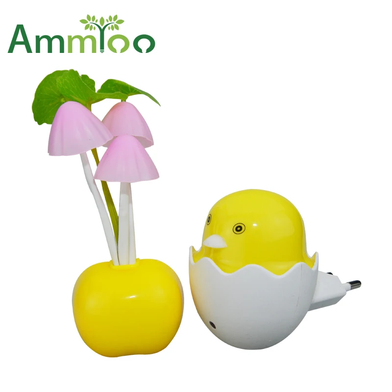 Светодиодный ночной Светильник s вилка ЕС США 110 В 220 грибы цветы милый