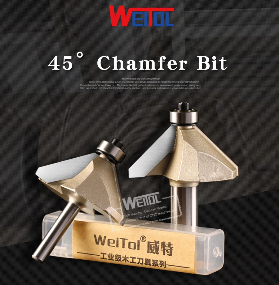 Weitol 1 шт. 1/2 или 1/4 inch карбида вольфрама 45 градусов фаски немного деревообрабатывающие фрезы Гравировальный инструмент