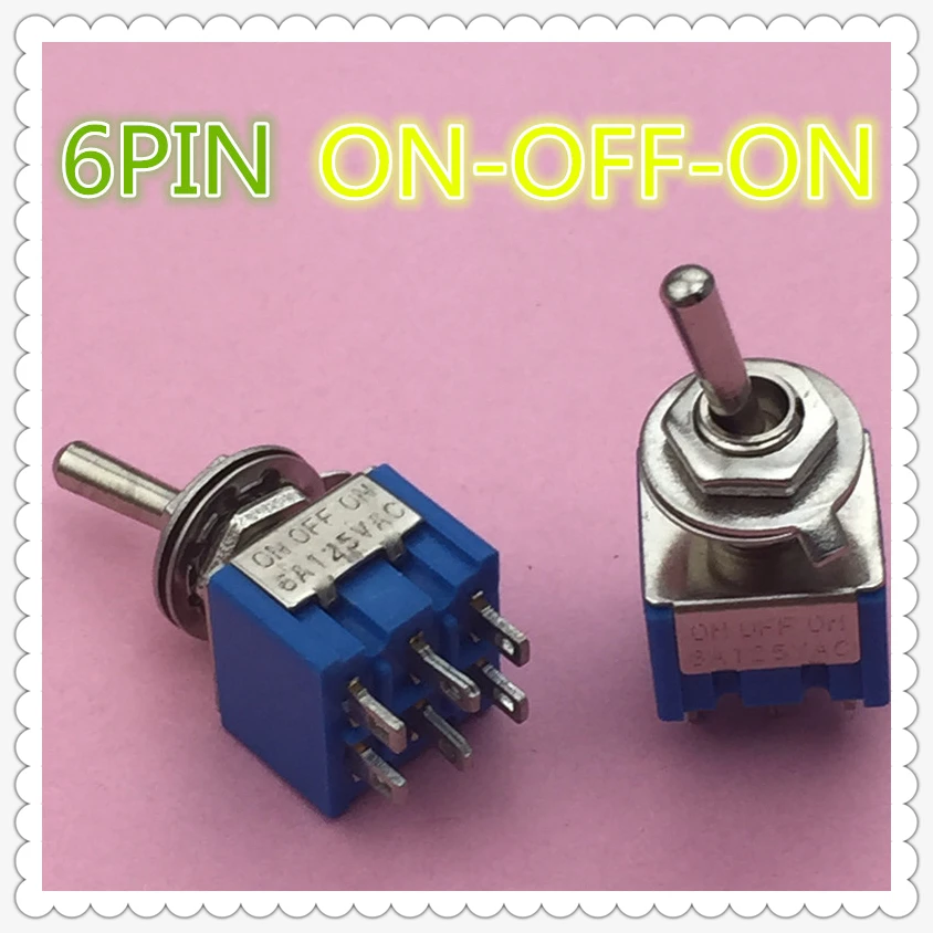 2pcs/lot Mini MTS-203 6-Pin G104 ON-OFF-ON 6A 250V Toggle Switches Good Quality Free Shipping