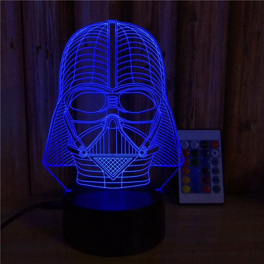 Звездные войны Дарт Вейдер 3D иллюзия светодиодная USB лампа сенсорная RGB 7 цветов