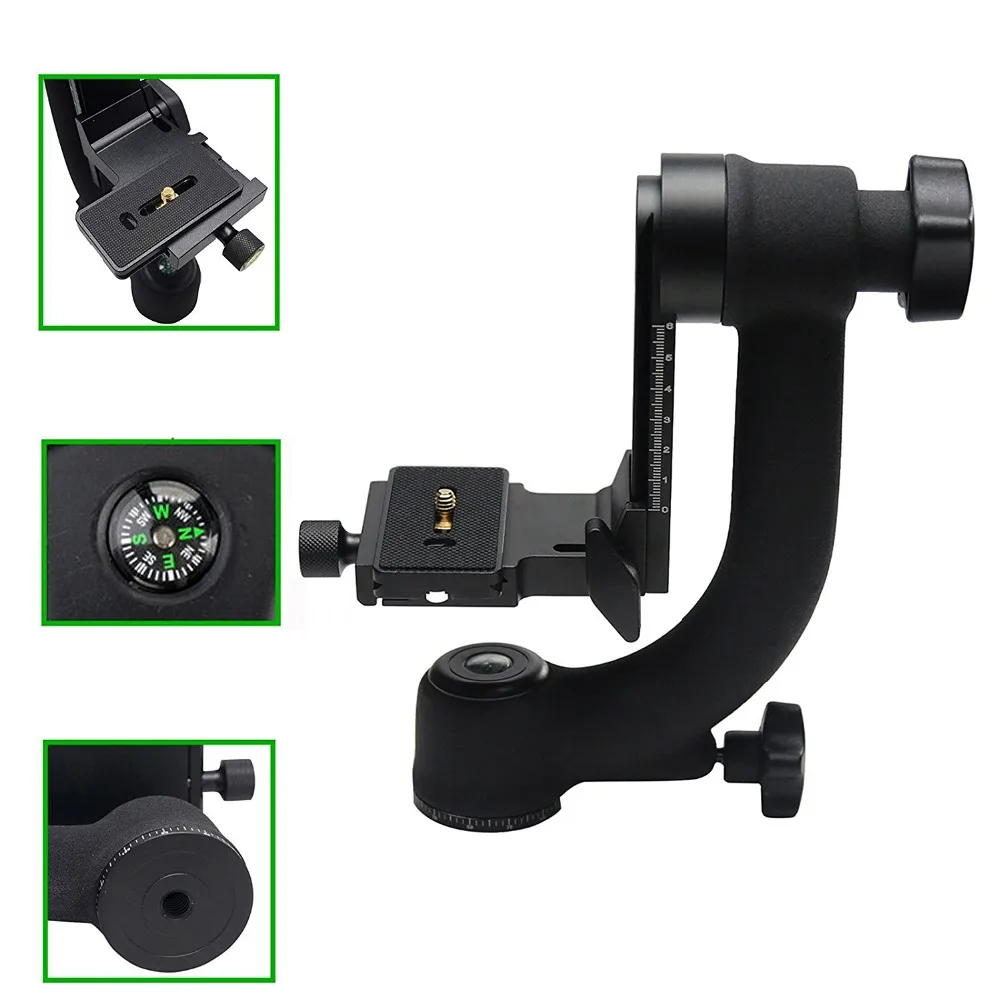 

BK-45 Professional Gimbal Tripod Head for Camera Telephoto Lens 1/4"Screw With Quick Release Plate 360 Degree Rotation