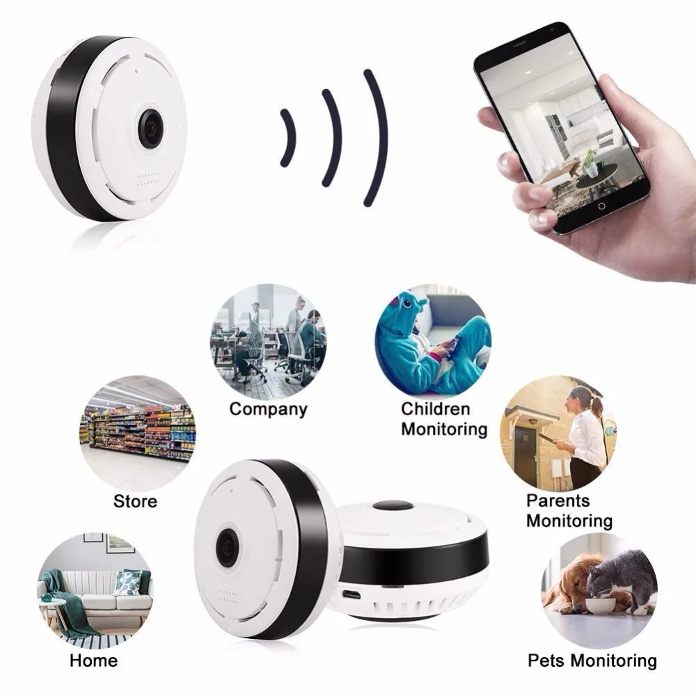Wifi ip-камера 360 градусов VR домашняя панорамная беспроводная камера рыбий глаз камера безопасности камера наблюдения ip-карта камера для помещений