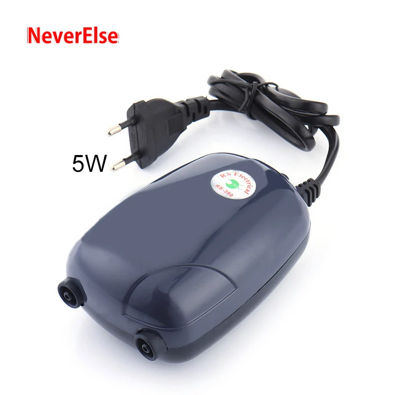 5W Double Outlet Воздушный насос для аквариума, аэратор компрессора, одиночный/двойной выход+ аксессуары, воздушный пузырьковый камень, трубка 3W/5 Вт, кислородный насос для аквариума, пруда - Цвет: 5W Double Outlet