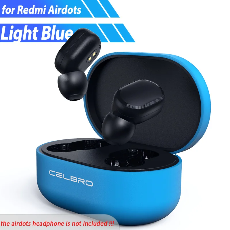 Silicone Case Protective Cover for Xiaomi Airdots Redmi Air Dots Pouch Accessories Youth Edition Silicon Wireless Headphone Case - Цвет: Light Blue for Redmi