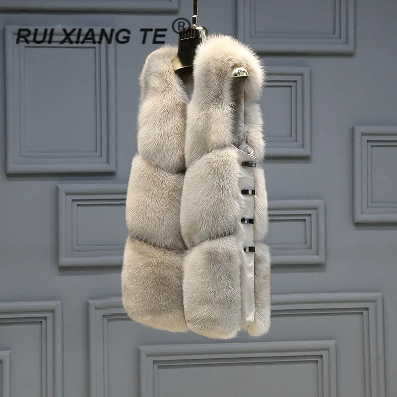 

2019 new fashion Women real fur vest natural fox coat luxury full pelt vest with button fox fur winter warm noble fur outerwear
