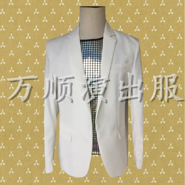 Black clothes men white suits designs masculino homme stage costumes for singers jacket mens blazer dance star style