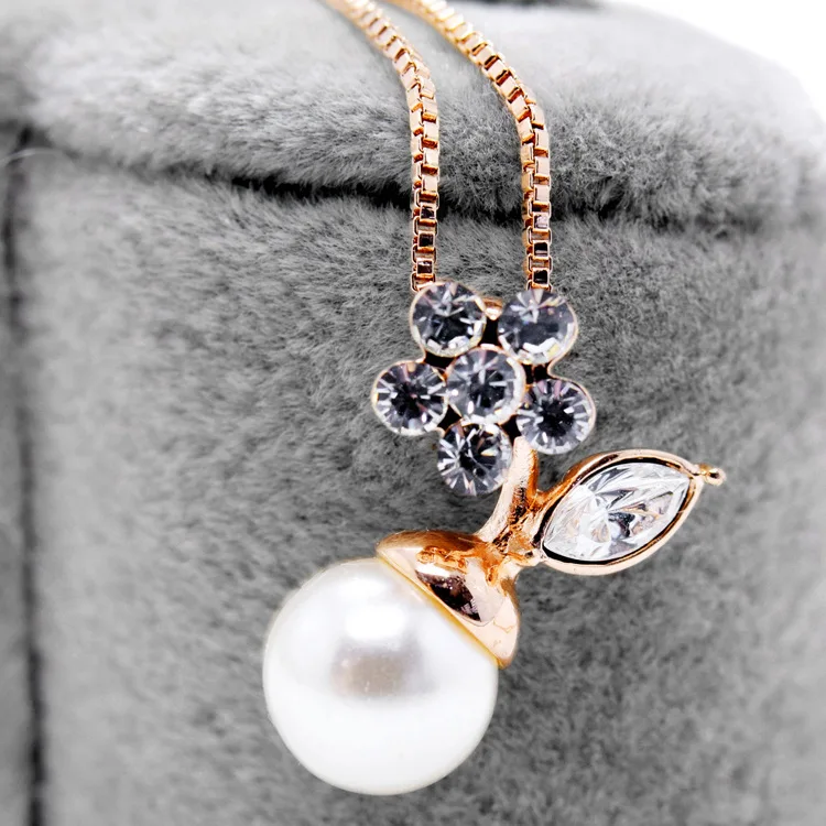 The new design ltalina red apple 18k gold plated flower shape necklace with pearl for girls | Украшения и аксессуары