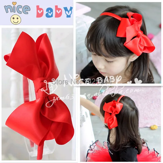 

1Pcs.Large Boutique Red Ribbon Bow hairband Children Princess Party Bows Hairbands Hair accessories Nice Hair hoop Girl Clasp
