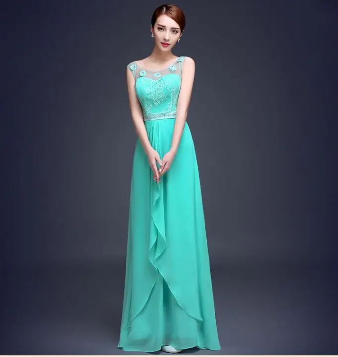 turquoise La estrella de mar vestiti donna eleganti для cerimonie2019 кружево шифон линии 6 стиль бирюзовое платье подружки невесты длинные chea - Цвет: turquoise