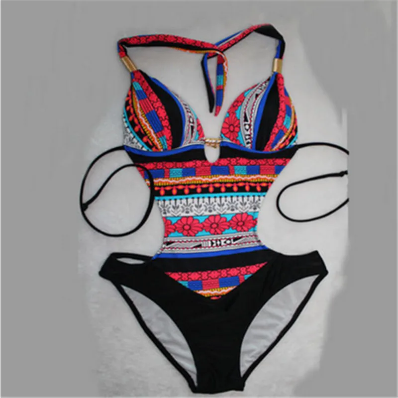 Лидер продаж 2017 новый летний Цельный купальник с цветочным принтом женский