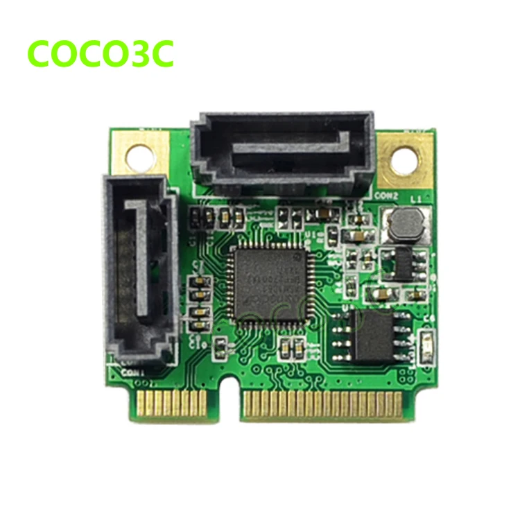 Mini PCI e 2 порта SATA III карта 6 Гбит/с двойной 3 0 mini PCIe адаптер + полуразмер к