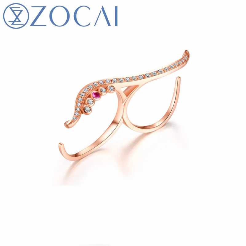 

ZOCAI New Design Fashion Ring line shape 18k rose gold(AU750) party ring 0.17ct diamond gift ring W80045T
