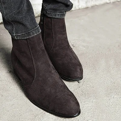 Big Size 39-44 Winter Shoes Men Chelsea Boots Flock Low Heel Mens Footwear Sapato Masculino Black | Обувь
