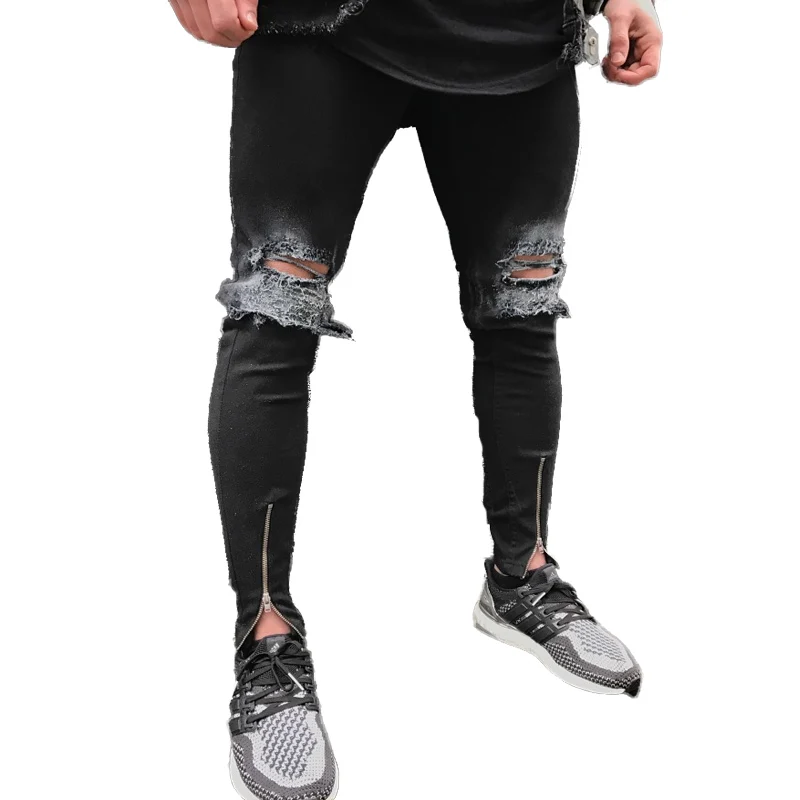 Qoolxcwear Джинсы для женщин отверстие Jogger обтягивающие джинсы Для мужчин Байкер Джинсы для женщин карандаш брюки Для мужчин S Молния Рваные джинсы Для мужчин