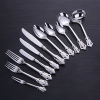 1pcs silver tableware wedding cutlery retro vintage dinnerware set stainless steel butter knife dessert fork coffee spoon silver