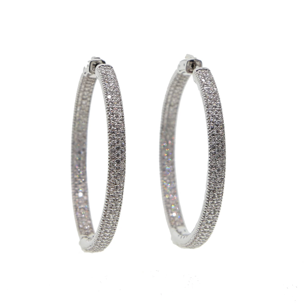 Высококачественные Стразы прозрачные CZ Большие серьги кольца 50 мм Brincos для