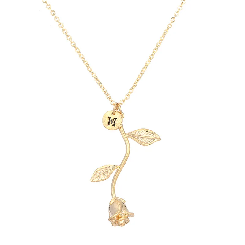 Ожерелье женское MOONROCY золотистое/серебристое с розовыми листьями ювелирные