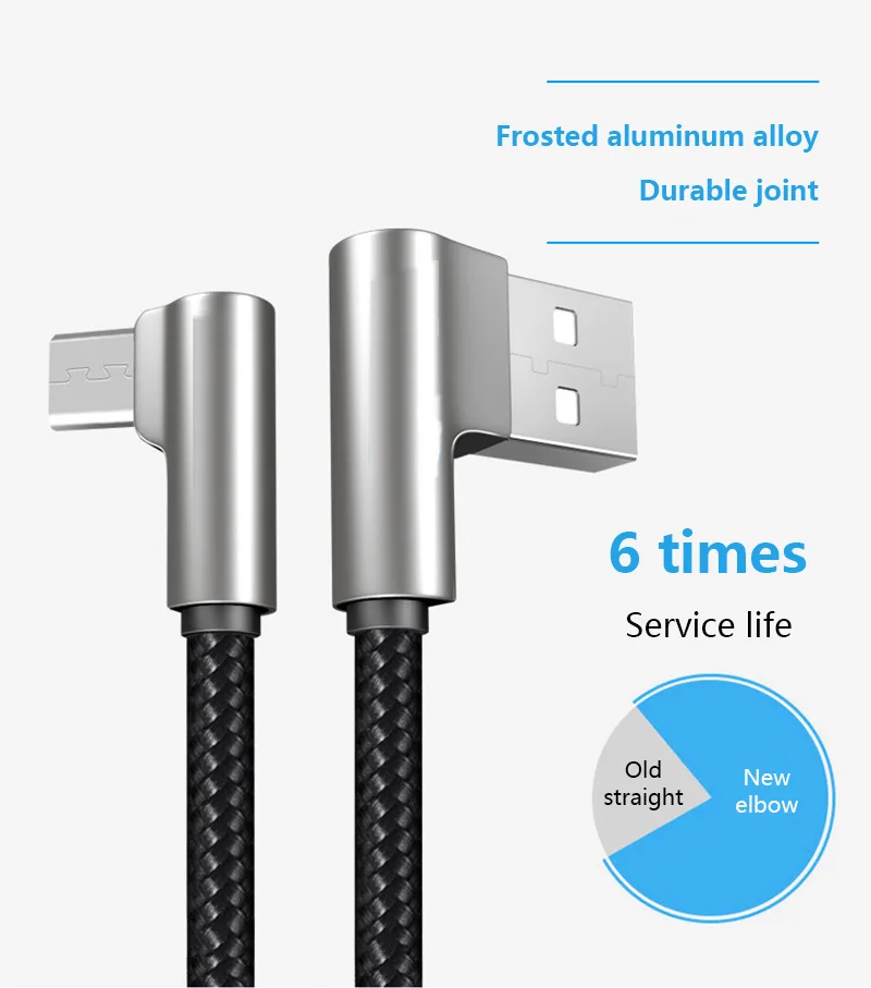 Зарядный кабель для iPhone X 8 7 6 2.4A Быстрый USB TYPE C зарядный кабель для huawei Xiaomi цинковый сплав изогнутый угловой игровой кабель