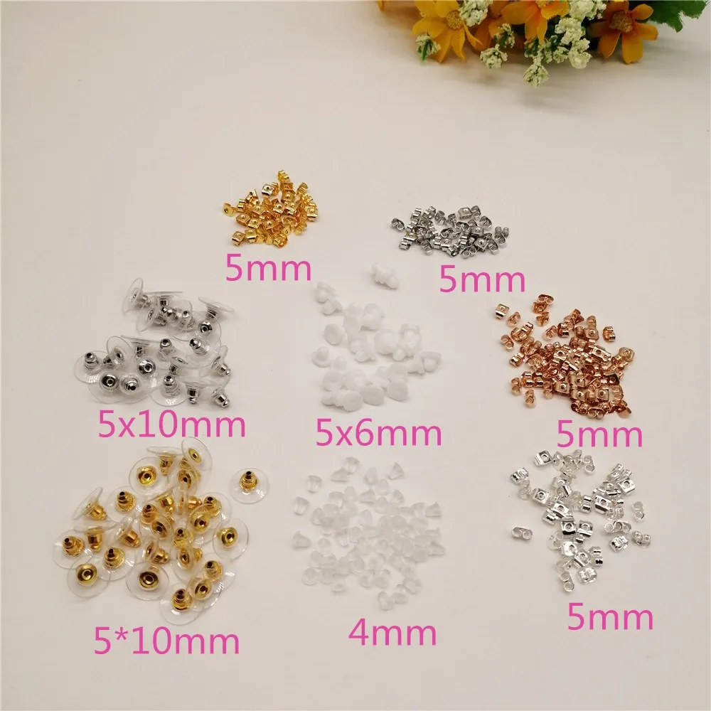 

100-1000pcs Metal Clear Earring Back Earplugs DIY Earring Jewelry Making Accessories Stud Earring Back Stoppers Jewelry Findings