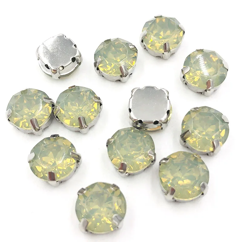 Light grass green 10 мм круглой формы смола ленты коготь Установка пришить flatback Стразы для одежда аксессуары 30 шт./пакет - Цвет: Light grass green