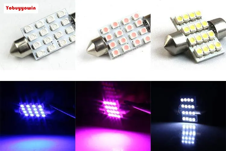 

10Pcs Free Shipping 3528 White 41-42mm 16-SMD LED Car Festoon Interior Dome Light Bulb Super Bright