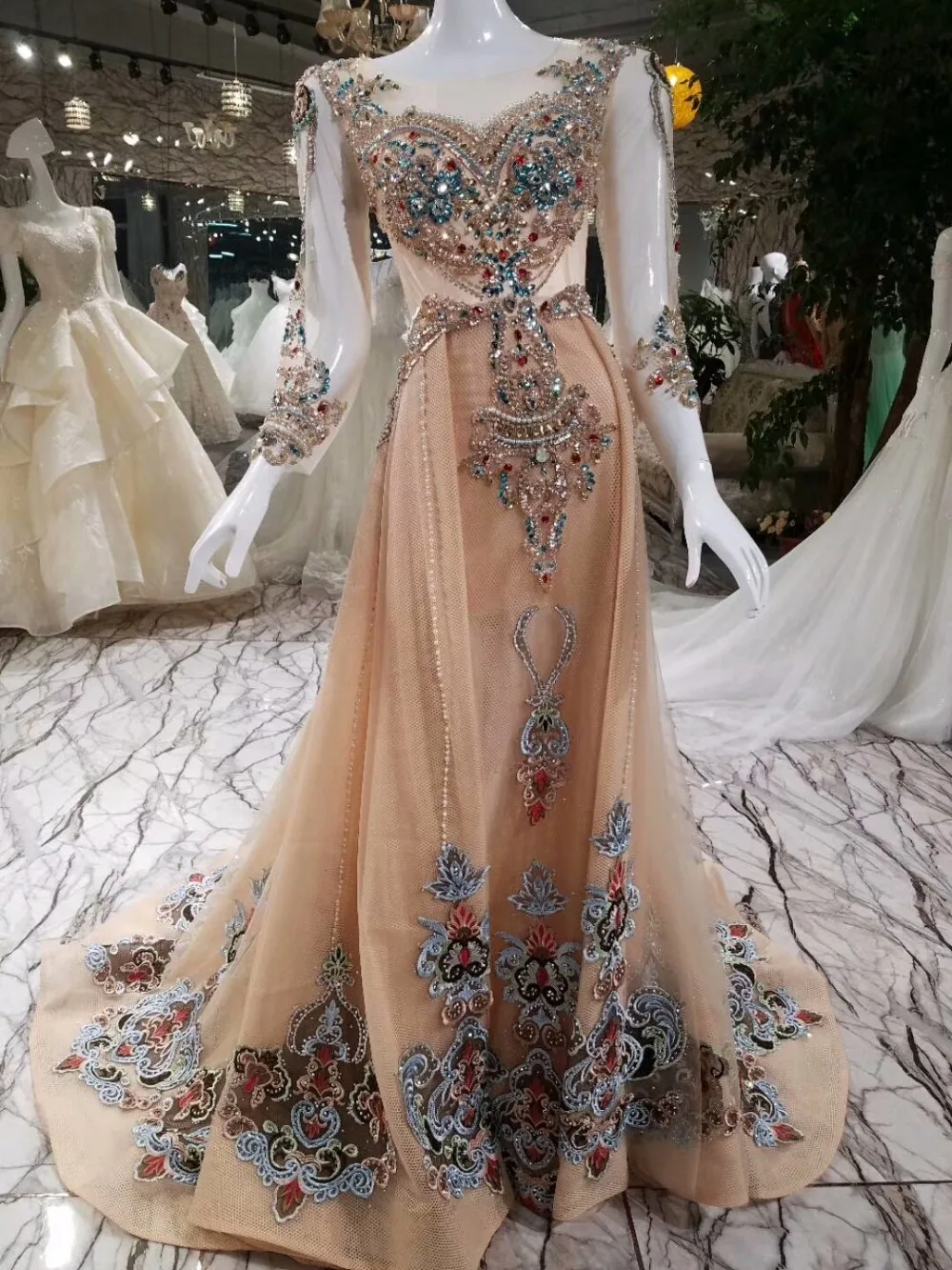 Angel Tree Top Design Sheath Ever Pretty Dresses Full Beading Crystal Pattern Tailored Formal Long Women Evening Dress 2018 | Свадьбы и