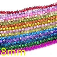 wholesale 80pcs half plated faceted rondelle crystal glass loose spacer beads diy 8mm