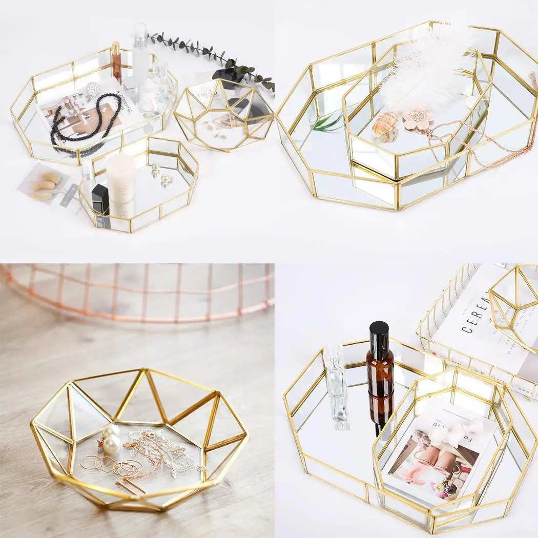Креативный латунный стеклянный лоток для хранения ювелирных изделий