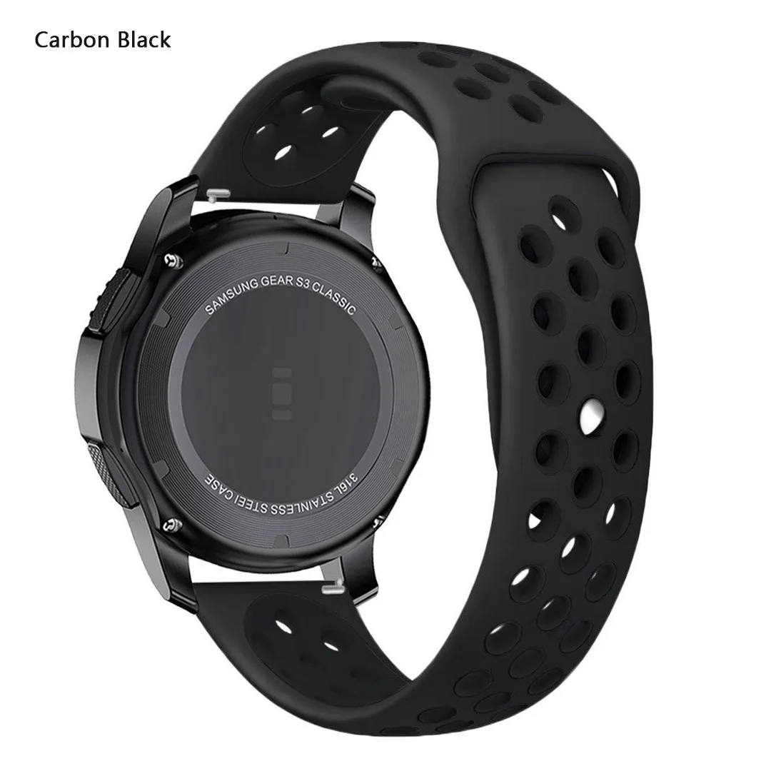 20 мм 22 мм силиконовый ремешок для samsung Galaxy gear sport S2 Classic S3 Frontier сменный ремешок amazfit Bip Lite huawei Watch 2 - Цвет ремешка: Carbon Black