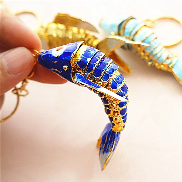 Cloisonne Swing 6,5 Koi Fish брелки брелок Ретро Китай карп эмаль ювелирные изделия аксессуары брелок Подвеска этнический подарок