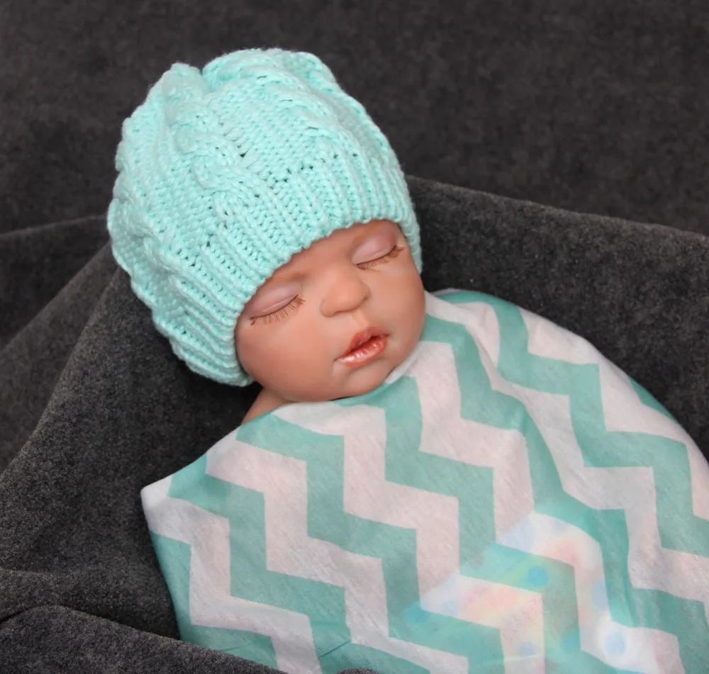Newborn Hat warm winter baby wool hat hedging boy and girl small cap Cable Knit Beanie hats newborn photography props | Детская одежда