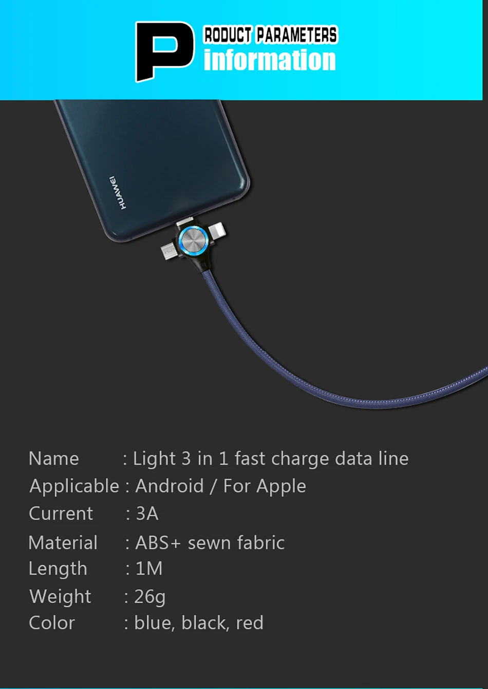 NOHON 3 в 1 USB кабель для передачи данных светодиодный 8 Pin для iPhone X 8 7 XS MAX XR Micro usb type C Android Быстрый зарядный кабель для Xiaomi huawei