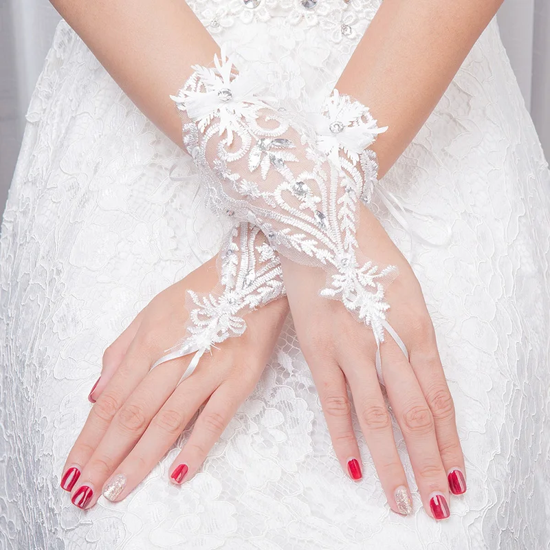 

1 Pair Lace Bridal Gloves Dew Finger Dress Accessories Decorations Wedding