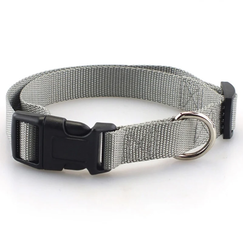 Gray Collar Классический однотонный ошейник для питомца, основной нейлоновый ошейник для собак, кошек, ошейник для маленьких и средних собак, можно сочетать поводок и поводок с быстрой застежкой - Цвет: Gray Collar