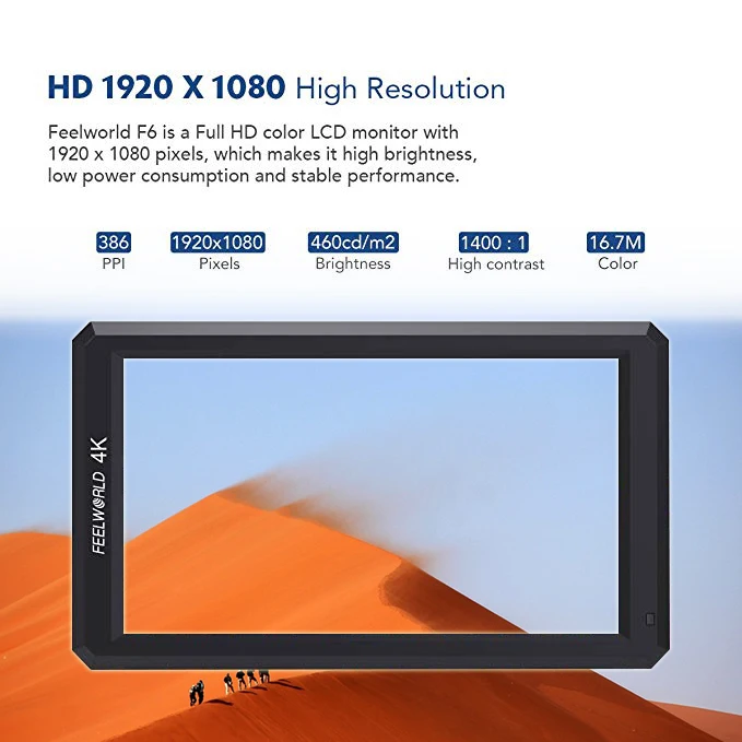Feelworld F6 5," ips 4 K HDMI монитор для Камера цифровой зеркальной камеры Canon Nikon sony Gimbal+ Батарея может Мощность для однообъективной цифровой зеркальной фотокамеры(DSLR) или беззеркальных Камера