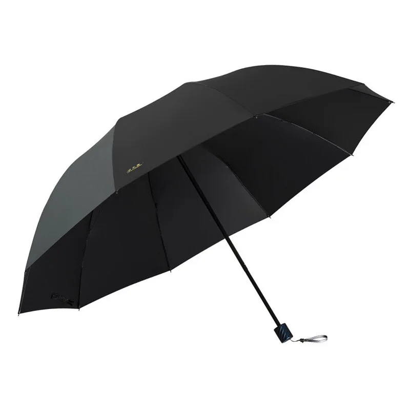Черный Брендовый большой зонт от дождя с защитой от ультрафиолета, Женский Складной Ветрозащитный большой мужской зонт Hi-Q, китайский женский зонтик - Цвет: Черный