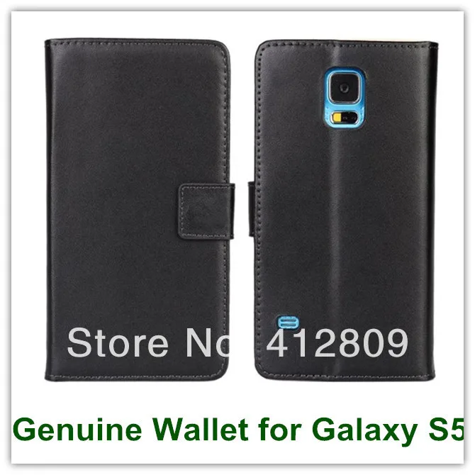 Черный Чехол бумажник из натуральной кожи для Samsung Galaxy S5 i9600 чехол книжка телефона