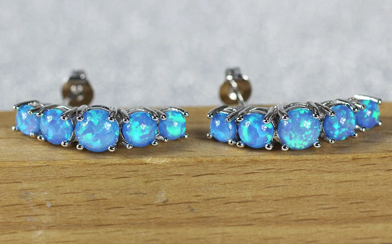 Unique Design Caterpillar Shape Gorgeous Blue Opal Stud Earrings For Women Hot Sale Fashion Jewelry Gift for Lady ER186 | Украшения и