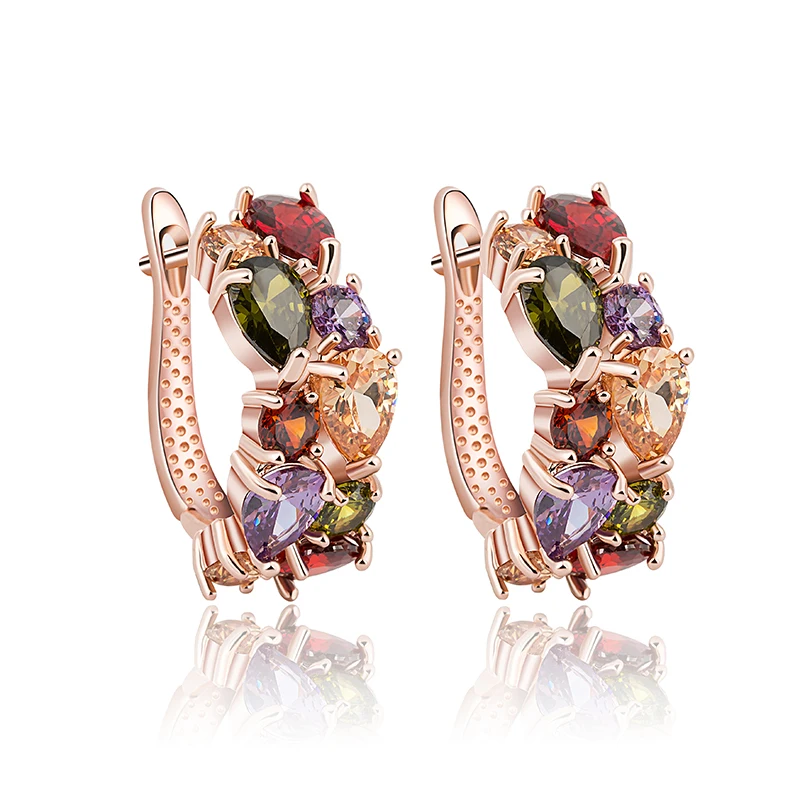 Комплект из колье и серёг розовое золото 6 9 цветов|necklace earring set|jewelry setswomen jewelry set |