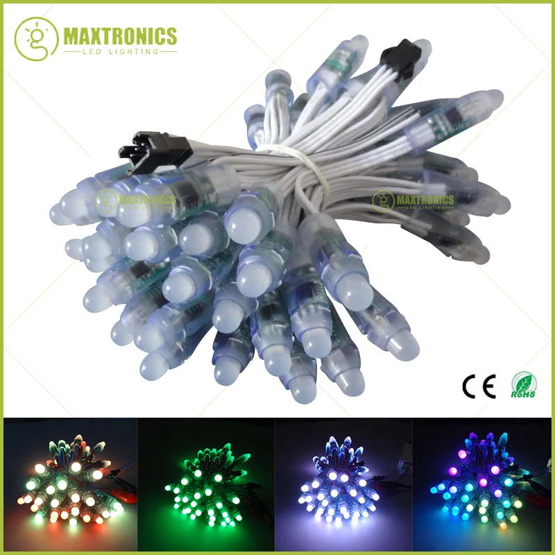 50 шт. DC5V/DC12V 12 мм WS2811 IC RGB светодиодный модуль белый провод водонепроницаемый IP68