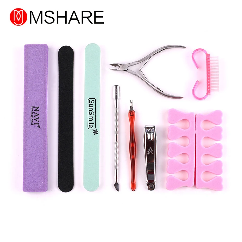 Mshare ногтей маникюрные инструменты практика Набор файла Kit 18 Вт УФ сушилки soak off 4