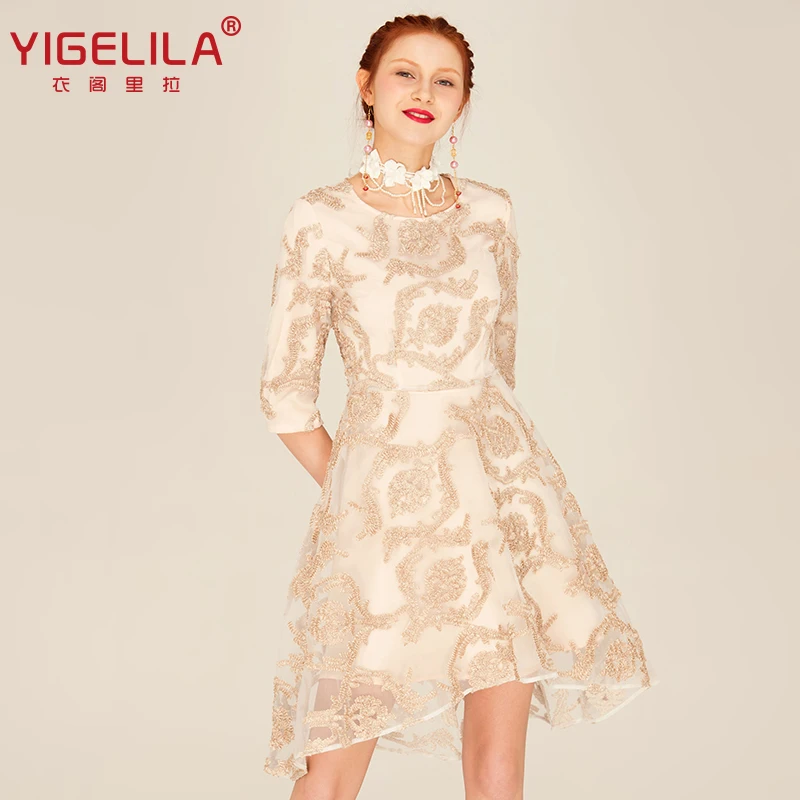 YIGELILA 62556 женское асимметричное платье трапециевидной формы в стиле ампир