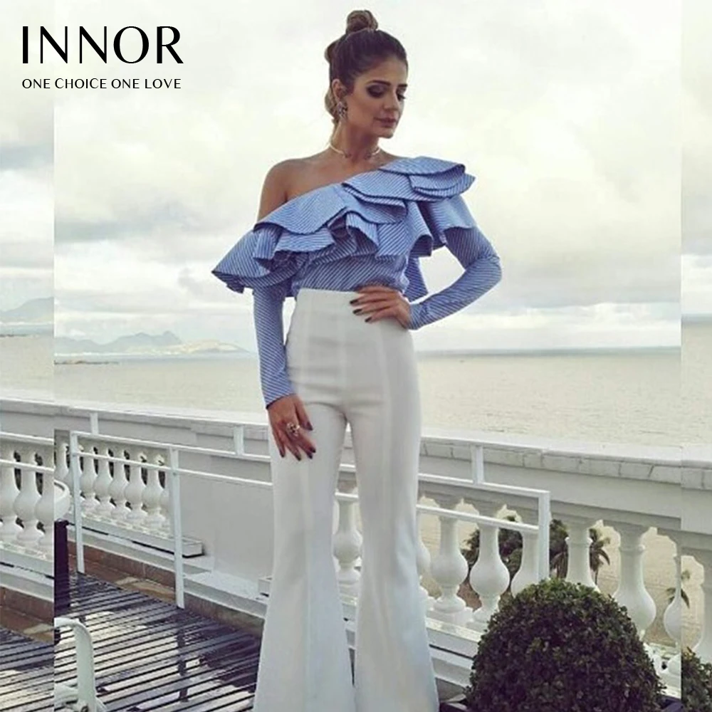 2017 Осенняя Повседневная синяя полосатая рубашка с длинным рукавом крутая блузка