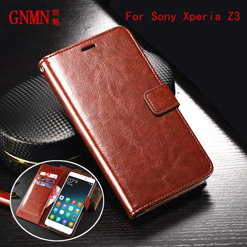 Кожаный чехол Кобура GNMN премиум класса с держателем для карт флип Z3 Sony Xperia D6653 D6603
