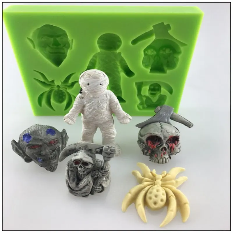 New Arrival Halloween Mummy Spider Design Silicone Mold for Party Cake Fondant Decoration Tools Baking | Дом и сад